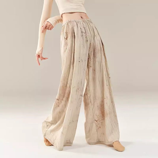 "Apricot-colored trousers, classical dance attire, everyday wear."
